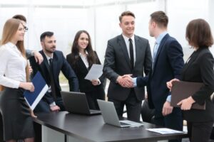 handshake in a business meeting